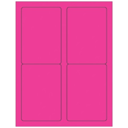 Bsc Preferred 3-1/2 x 5'' Fluorescent Pink Rectangle Laser Labels, 400PK BUY00021363